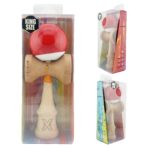 Kendama X Originala, Profesionala, Embo, Big Cups V2, Super Sticky cu Cupe Mari, din lemn 18 cm, Rulment Metalic cu Ata 55 cm, Rosu/Alb - imagine 10