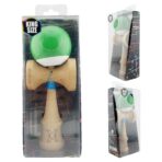 Kendama X Originala, Profesionala, Embo, Big Cups V2, Super Sticky cu Cupe Mari, din lemn 18 cm, Rulment Metalic cu Ata 55 cm, Verde/Alb - imagine 10