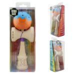 Kendama X Originala, Profesionala, Embo, Big Cups V2, Super Sticky cu Cupe Mari, din lemn 18 cm, Rulment Metalic cu Ata 55 cm, Albastru/Portocaliu - imagine 10