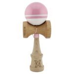 Kendama X Originala, Profesionala, Embo, Big Cups V2, Super Sticky cu Cupe Mari, din lemn 18 cm, Rulment Metalic cu Ata 55 cm, Roz/Alb