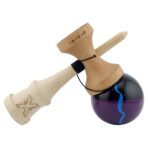 Kendama X Originala, Profesionala, Embo, Big Cups V2, Super Sticky cu Cupe Mari, Rulment Metalic, din lemn 18 cm, Ata 55 cm, Negru/Mov - imagine 4