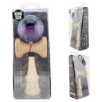 Kendama X Originala, Profesionala, Embo, Big Cups V2, Super Sticky cu Cupe Mari, Rulment Metalic, din lemn 18 cm, Ata 55 cm, Negru/Mov - imagine 5