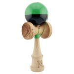 Kendama X Originala, Profesionala, Embo, Big Cups V2, Super Sticky cu Cupe Mari, Rulment Metalic, din lemn 18 cm, Ata 55 cm, Verde/Negru