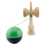 Kendama X Originala, Profesionala, Embo, Big Cups V2, Super Sticky cu Cupe Mari, Rulment Metalic, din lemn 18 cm, Ata 55 cm, Verde/Negru - imagine 2