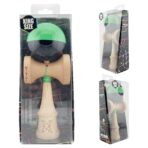 Kendama X Originala, Profesionala, Embo, Big Cups V2, Super Sticky cu Cupe Mari, Rulment Metalic, din lemn 18 cm, Ata 55 cm, Verde/Negru - imagine 4