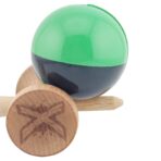 Kendama X Originala, Profesionala, Embo, Big Cups V2, Super Sticky cu Cupe Mari, Rulment Metalic, din lemn 18 cm, Ata 55 cm, Verde/Negru - imagine 7