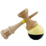 Kendama X Originala, Profesionala, Embo, Big Cups V2, Super Sticky cu Cupe Mari, Rulment Metalic, din lemn 18 cm, Ata 55 cm, Galben/Negru - imagine 4