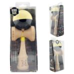 Kendama X Originala, Profesionala, Embo, Big Cups V2, Super Sticky cu Cupe Mari, Rulment Metalic, din lemn 18 cm, Ata 55 cm, Galben/Negru - imagine 5