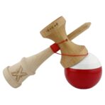 Kendama X Originala, Profesionala, Embo, Big Cups V2, Super Sticky cu Cupe Mari, Rulment Metalic, din lemn 18 cm, Ata 55 cm, Alb/Rosu - imagine 4