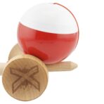 Kendama X Originala, Profesionala, Embo, Big Cups V2, Super Sticky cu Cupe Mari, Rulment Metalic, din lemn 18 cm, Ata 55 cm, Alb/Rosu - imagine 8
