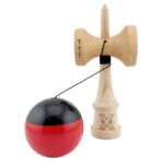Kendama X Originala, Profesionala, Embo, Big Cups V2, Super Sticky cu Cupe Mari, Rulment Metalic, din lemn 18 cm, Ata 55 cm, Negru/Rosu - imagine 3