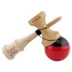 Kendama X Originala, Profesionala, Embo, Big Cups V2, Super Sticky cu Cupe Mari, Rulment Metalic, din lemn 18 cm, Ata 55 cm, Negru/Rosu - imagine 4