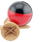 Kendama X Originala, Profesionala, Embo, Big Cups V2, Super Sticky cu Cupe Mari, Rulment Metalic, din lemn 18 cm, Ata 55 cm, Negru/Rosu - imagine 8