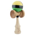 Kendama X Originala, Profesionala, Embo, Big Cups V2, Super Sticky cu Cupe Mari, Rulment Metalic, din lemn 18 cm, Ata 55 cm, Galben/Negru/Verde - imagine 2