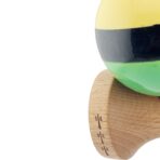Kendama X Originala, Profesionala, Embo, Big Cups V2, Super Sticky cu Cupe Mari, Rulment Metalic, din lemn 18 cm, Ata 55 cm, Galben/Negru/Verde - imagine 7