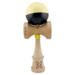 Kendama X Originala, Profesionala, Embo, Big Cups V2, Super Sticky cu Cupe Mari, Rulment Metalic, din lemn 18 cm, Ata 55 cm, Galben/Negru