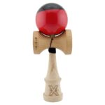Kendama X Originala, Profesionala, Embo, Big Cups V2, Super Sticky cu Cupe Mari, Rulment Metalic, din lemn 18 cm, Ata 55 cm, Negru/Rosu