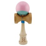 Kendama X Originala, Profesionala, Embo, Big Cups V2, Super Sticky cu Cupe Mari, Rulment Metalic, din lemn 18 cm, Ata 55 cm, Roz/Verde