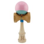Kendama X Originala, Profesionala, Embo, Big Cups V2, Super Sticky cu Cupe Mari, Rulment Metalic, din lemn 18 cm, Ata 55 cm, Roz/Verde