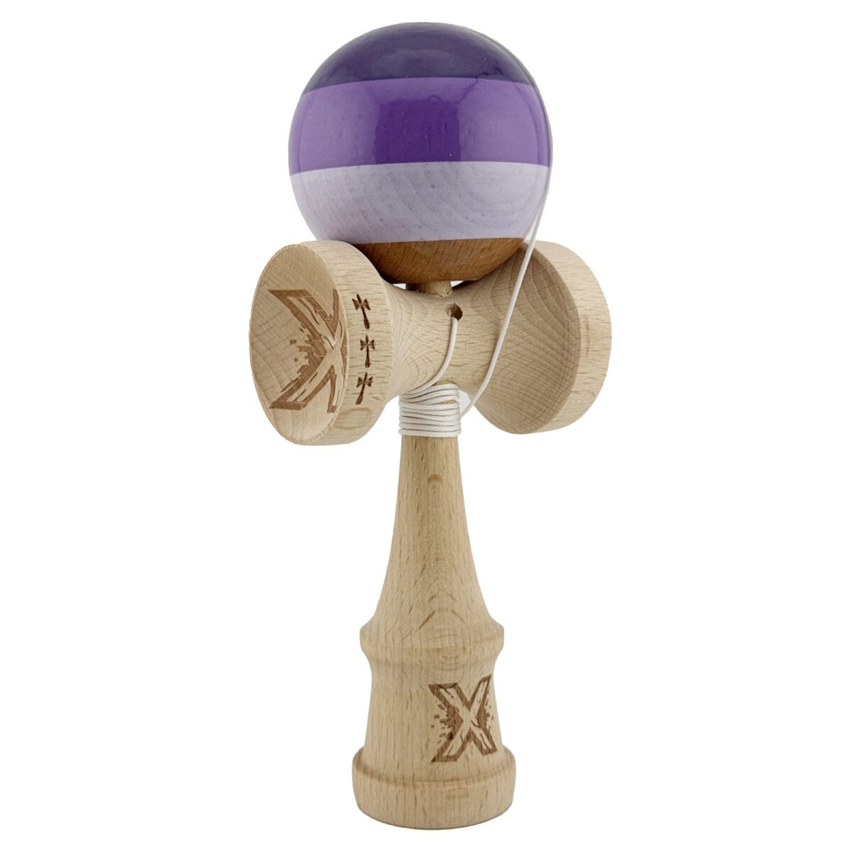 Kendama X Originala, Profesionala, Embo, Big Cups V2, Super Sticky Legendary Cupe Mari, Rulment Metalic cu Ata 55 cm, Purpuriu/Mov/Lila - imagine 2