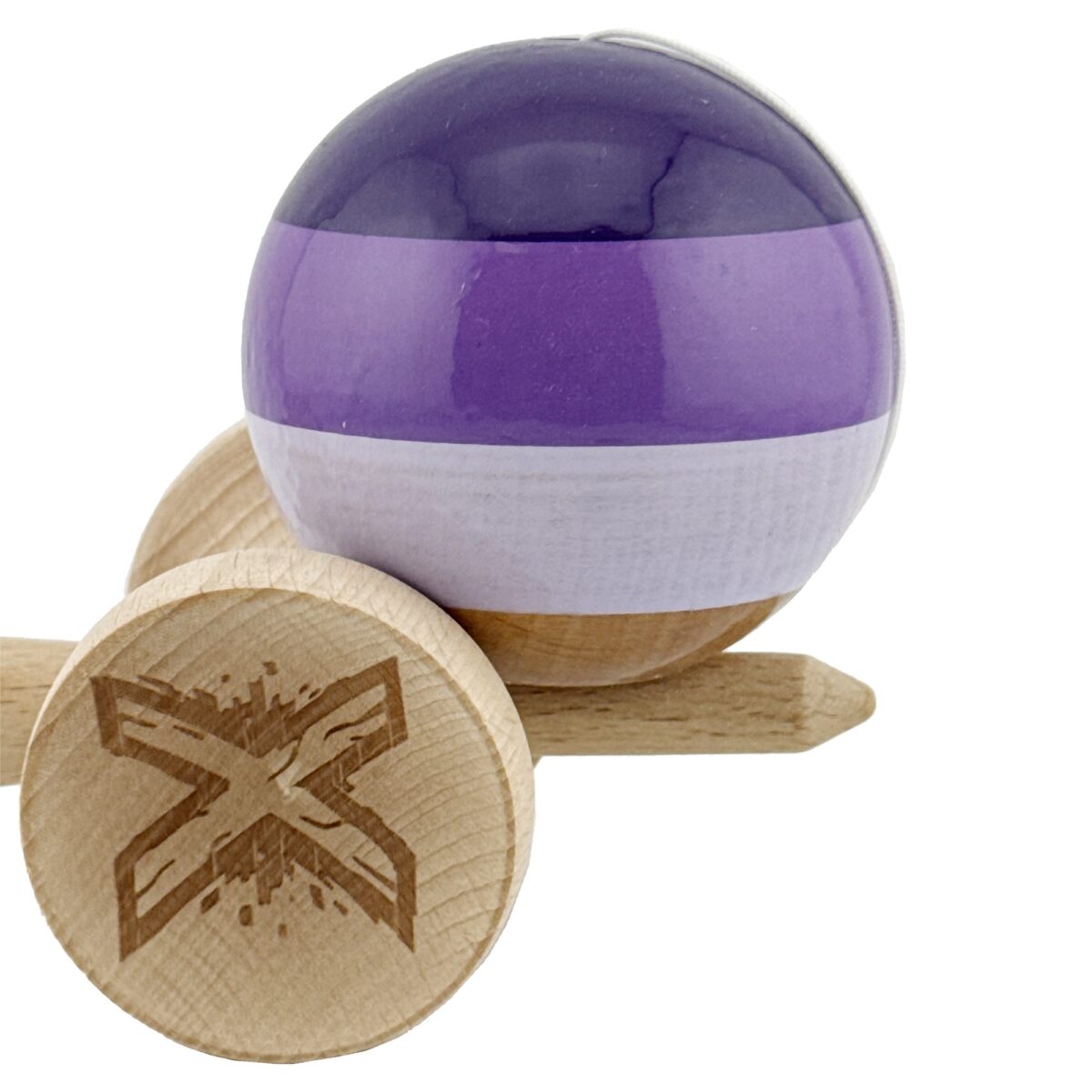 Kendama X Originala, Profesionala, Embo, Big Cups V2, Super Sticky Legendary Cupe Mari, Rulment Metalic cu Ata 55 cm, Purpuriu/Mov/Lila - imagine 7