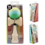 Kendama X Originala, Profesionala, Embo, Big Cups V2, Super Sticky Cupe Mari, Rulment Metalic cu Ata 55 cm, Galben/Albastru deschis/Verde - imagine 9