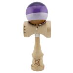Kendama X Originala, Profesionala, Embo, Big Cups V2, Super Sticky Legendary Cupe Mari, Rulment Metalic cu Ata 55 cm, Purpuriu/Mov/Lila