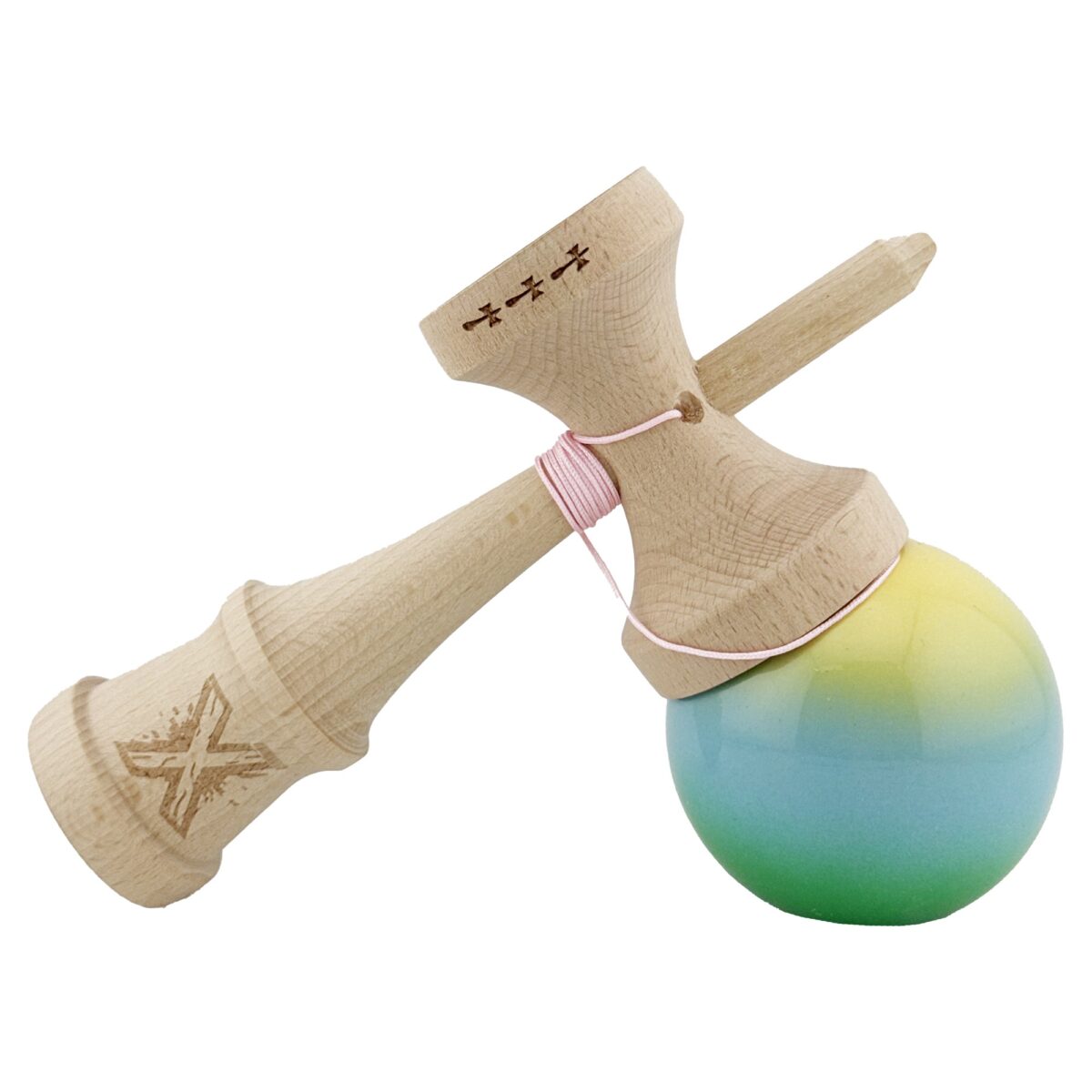 kendama-x-originala-profesionala-flippy-big-cups-v2-super-sticky-din-lemn-18-cm-gradient-galben-alba-690e3c9eb8caf Kendama X Originala, Profesionala, Embo, Big Cups V2, Super Sticky Cupe Mari, Rulment Metalic cu Ata 55 cm, Galben/Albastru deschis/Verde - imagine 4