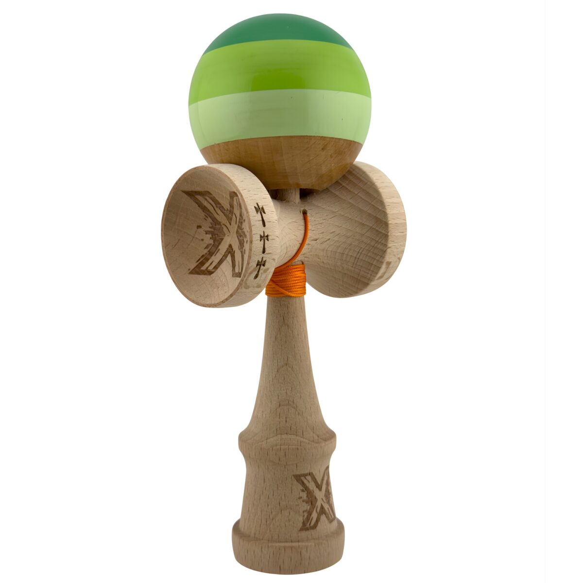 Kendama X Originala, Profesionala, Embo, Big Cups V2, Super Sticky Legendary Cupe Mari, Rulment Metalic cu Ata 55 cm, Verde Mix - imagine 3