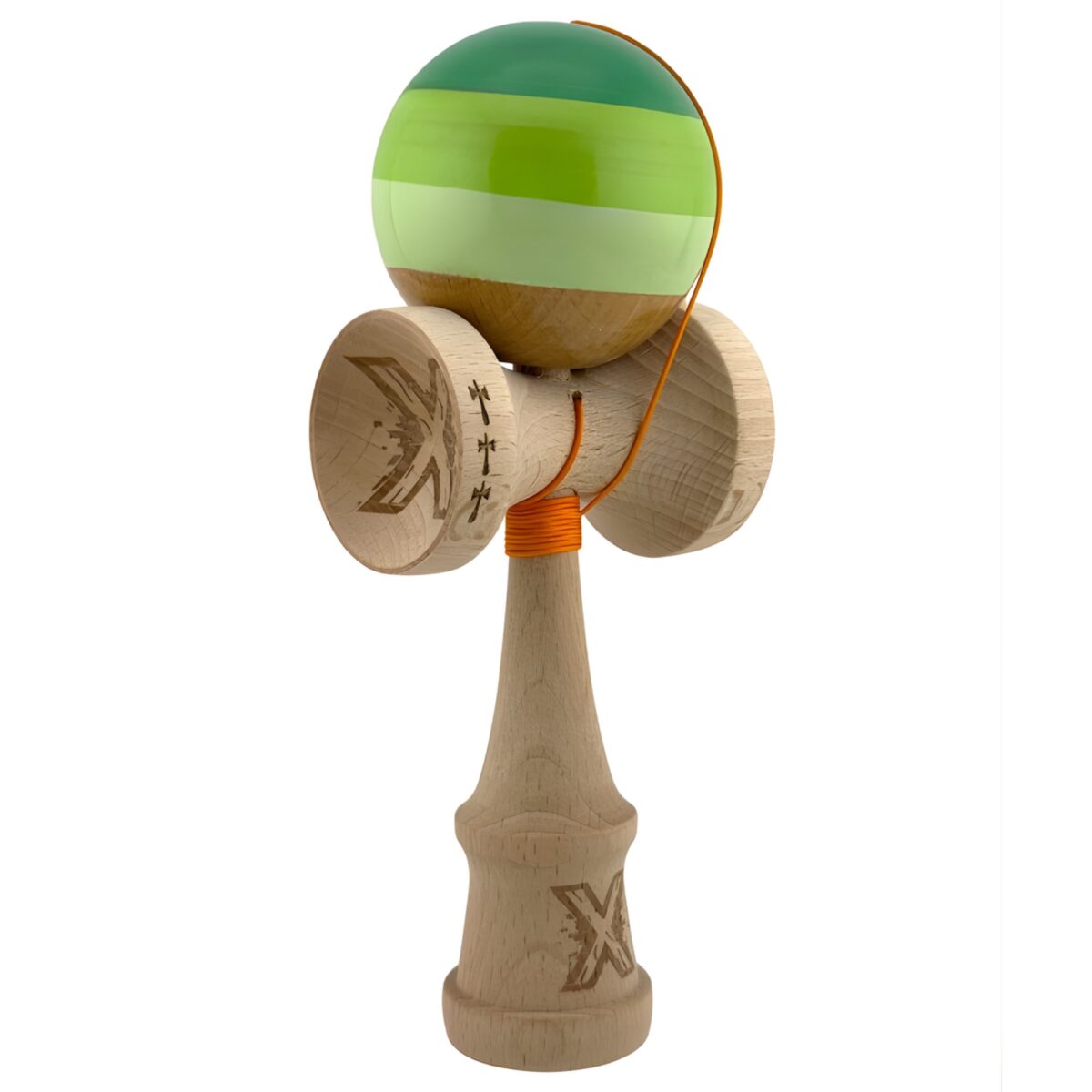 Kendama X Originala, Profesionala, Embo, Big Cups V2, Super Sticky Legendary Cupe Mari, Rulment Metalic cu Ata 55 cm, Verde Mix - imagine 5