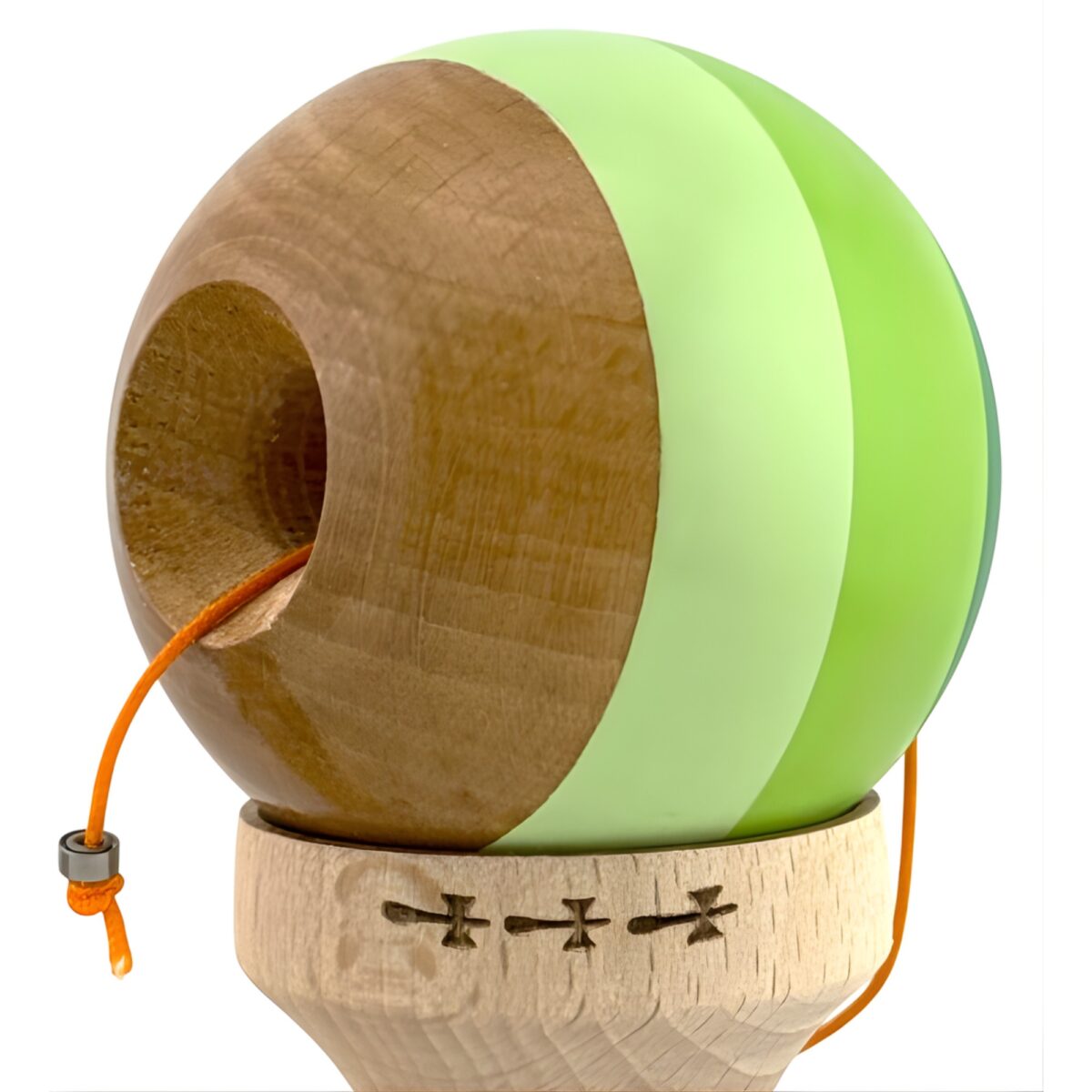 Kendama X Originala, Profesionala, Embo, Big Cups V2, Super Sticky Legendary Cupe Mari, Rulment Metalic cu Ata 55 cm, Verde Mix - imagine 7