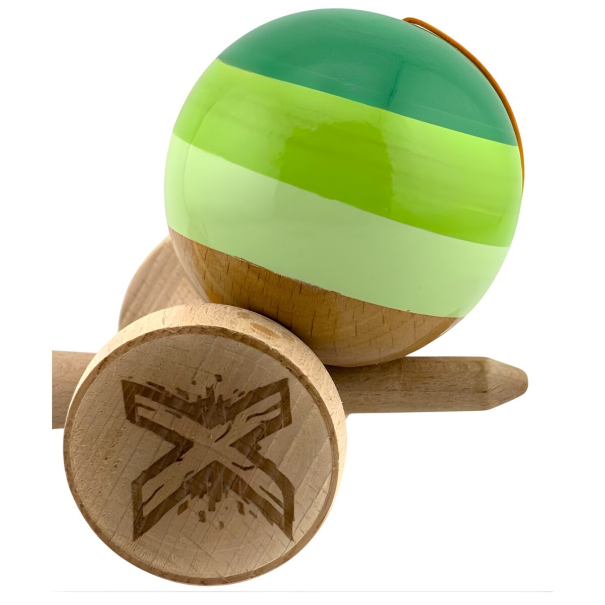Kendama X Originala, Profesionala, Embo, Big Cups V2, Super Sticky Legendary Cupe Mari, Rulment Metalic cu Ata 55 cm, Verde Mix - imagine 9