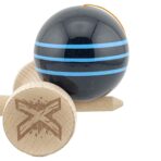 Kendama X Originala, Profesionala, Embo, Big Cups V2, Super Sticky Legendary Cupe Mari, Rulment Metalic cu Ata 55 cm, Negru/Linii Albastre deschise - imagine 7
