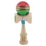 Kendama X Originala, Profesionala, Embo, Big Cups V2, Super Sticky Legendary Cupe Mari, Rulment Metalic cu Ata 55 cm, Rosu/Galben/Verde