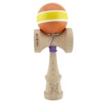 Kendama X Originala, Profesionala, Embo, Big Cups V2, Super Sticky Legendary Cupe Mari, Rulment Metalic cu Ata 55 cm, Portocaliu/Galben/Alb