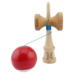 Kendama X Originala, Profesionala, Embo, Big Cups V2, Super Sticky cu Cupe Mari, din lemn 18 cm, Rulment Metalic cu Ata 55 cm, Rosu/Alb - imagine 3