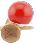 Kendama X Originala, Profesionala, Embo, Big Cups V2, Super Sticky cu Cupe Mari, din lemn 18 cm, Rulment Metalic cu Ata 55 cm, Rosu/Alb - imagine 7