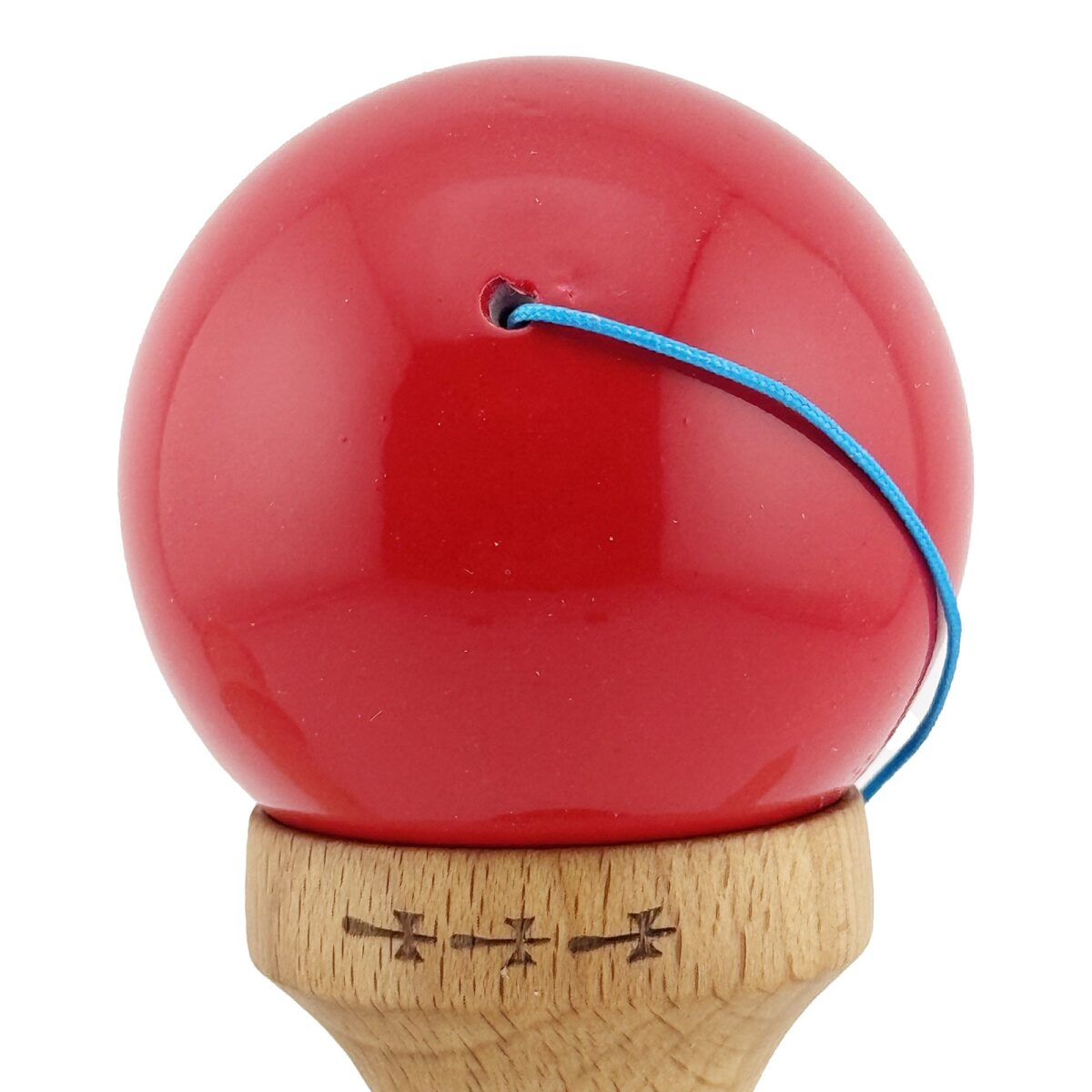 Kendama X Originala, Profesionala, Embo, Big Cups V2, Super Sticky cu Cupe Mari, din lemn 18 cm, Rulment Metalic cu Ata 55 cm, Rosu/Alb - imagine 8
