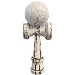 Kendama X Originala, Profesionala, Embo, Cracked, din Lemn, 18 cm, Alb/Negru