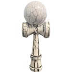 Kendama X Originala, Profesionala, Embo, Cracked, din Lemn, 18 cm, Alb/Negru