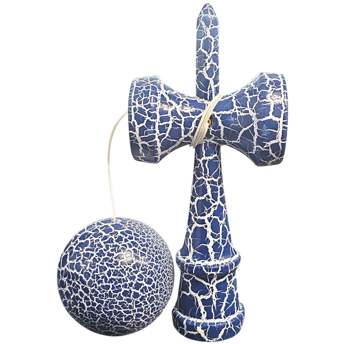 Kendama X Originala, Profesionala, Embo, Cracked, din Lemn, 18 cm, Albastru/Alb - imagine 2