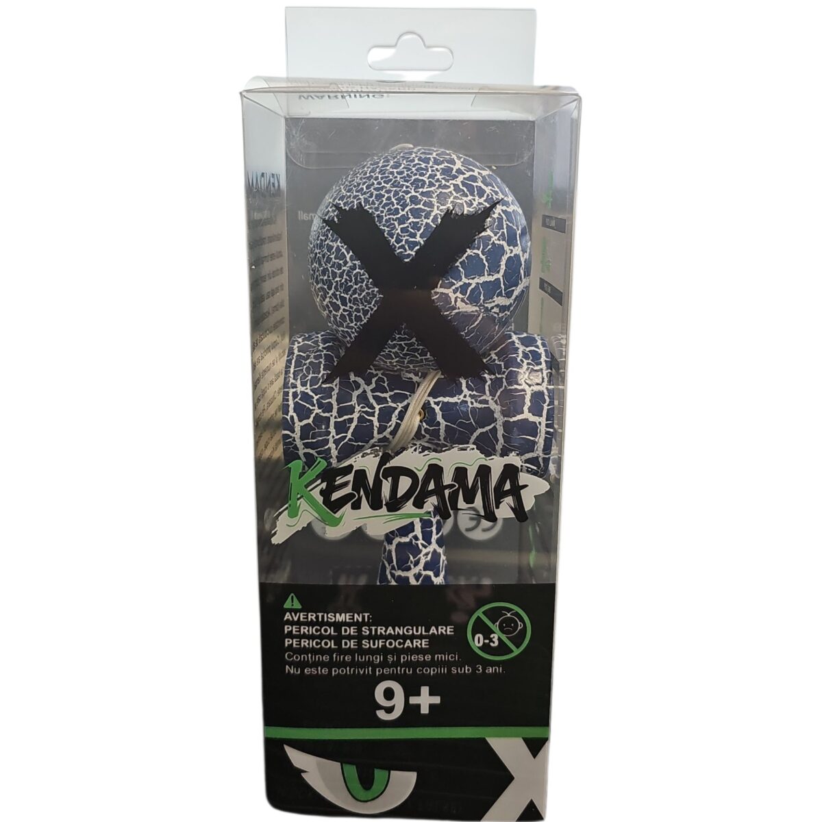 Kendama X Originala, Profesionala, Embo, Cracked, din Lemn, 18 cm, Albastru/Alb - imagine 4