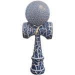 Kendama X Originala, Profesionala, Embo, Cracked, din Lemn, 18 cm, Albastru/Alb