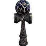 Kendama X Originala,  Profesionala, Embo, Cracked, din Lemn, 18 cm,  Negru Alb