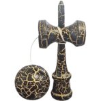 Kendama X Originala, Profesionala, Embo, Cracked, din Lemn, 18 cm, Negru/Auriu - imagine 2