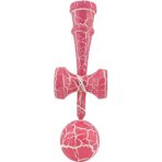 Kendama X Originala, Profesionala, Embo, Cracked, din Lemn, 18 cm, Roz Aprins/Alb - imagine 2