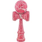 Kendama X Originala, Profesionala, Embo, Cracked, din Lemn, 18 cm, Roz Aprins/Alb
