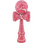 Kendama X Originala, Profesionala, Embo, Cracked, din Lemn, 18 cm, Roz Aprins/Alb