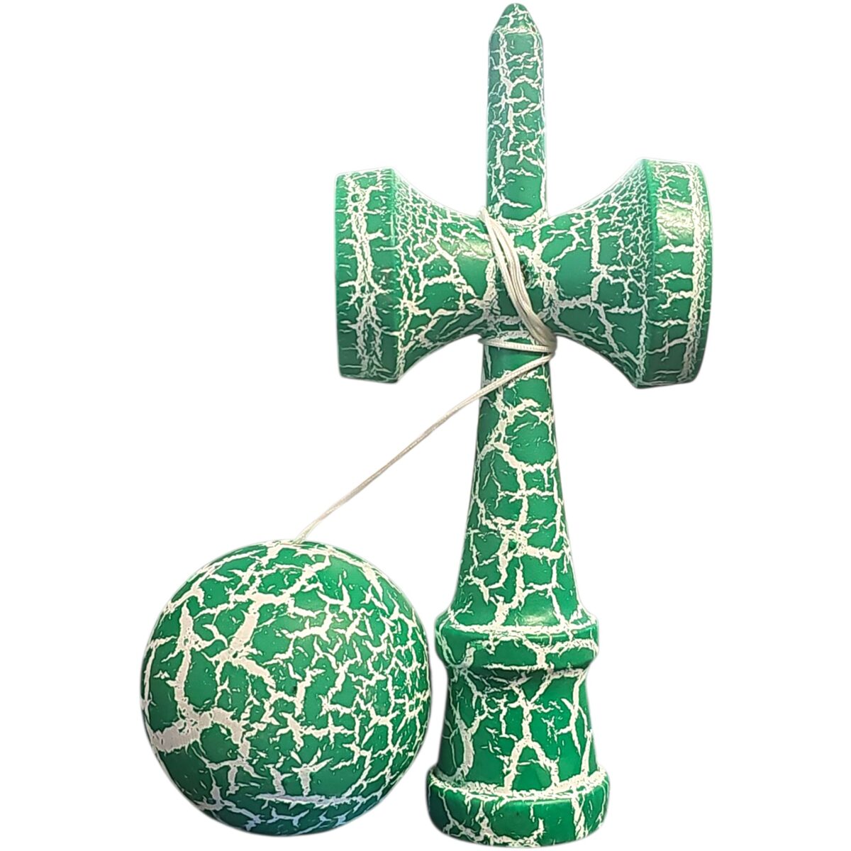 Kendama X Originala, Profesionala, Embo, Cracked, din Lemn, 18 cm, Verde/Alb - imagine 3