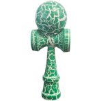 Kendama X Originala, Profesionala, Embo, Cracked, din Lemn, 18 cm, Verde/Alb